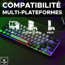 Clavier Gamer - The G-Lab - KEYZ HYDROGEN - 60% Format Compact - Rétr