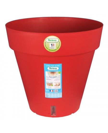 RIVIERA Pot de fleurs Loft avec réserve d'eau - Rond - Ø 50 x H 46 cm - Rouge