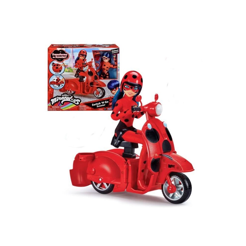 Scooter Miraculous Switch'n go + poupée articulée Ladybug Lucky Char