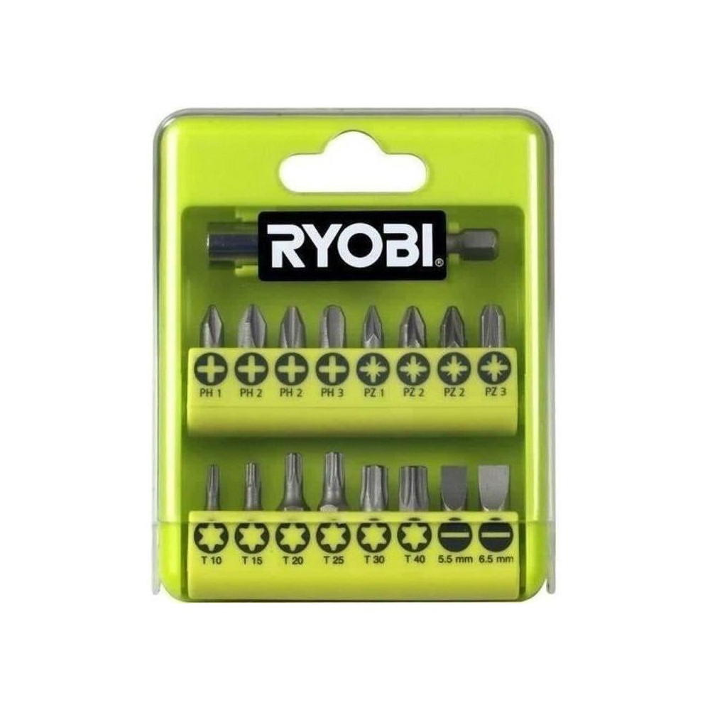 RYOBI - Boîte cristal 17 accessoires de vissage PH / PZ / SL / TX bo