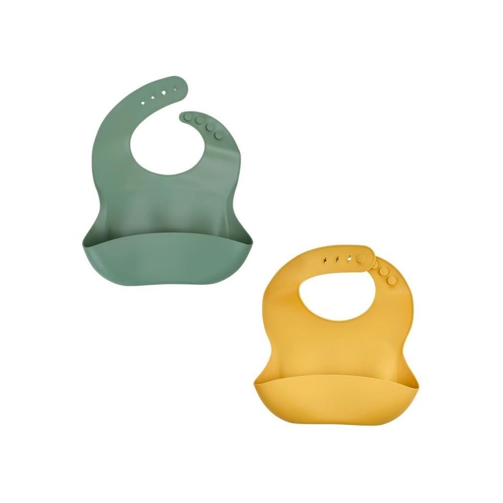 LOT DE 2 BAVOIRS SILICONE 1 VERT CACTUS + 1 JAUNE MIEL