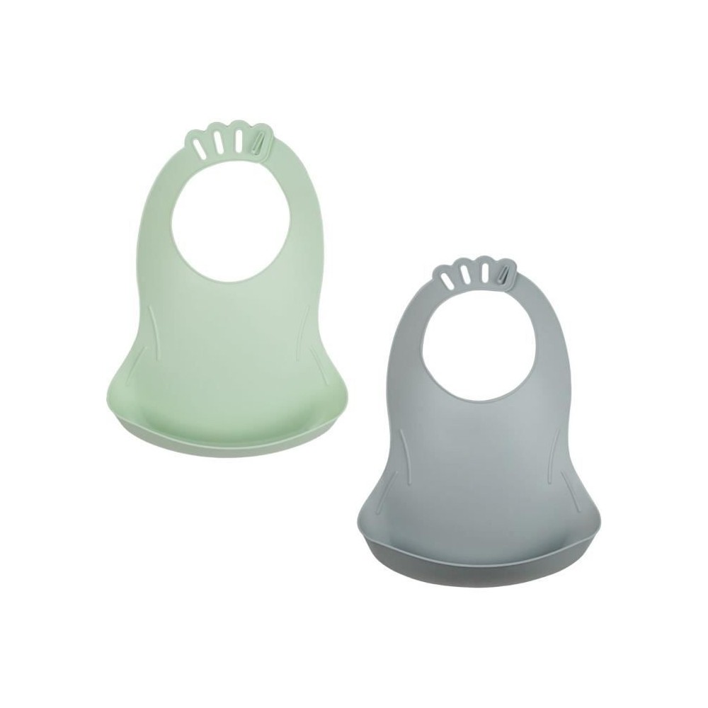 LOT DE 2 BAVOIRS BIBOU VERT CELADON - GRIS CHARME