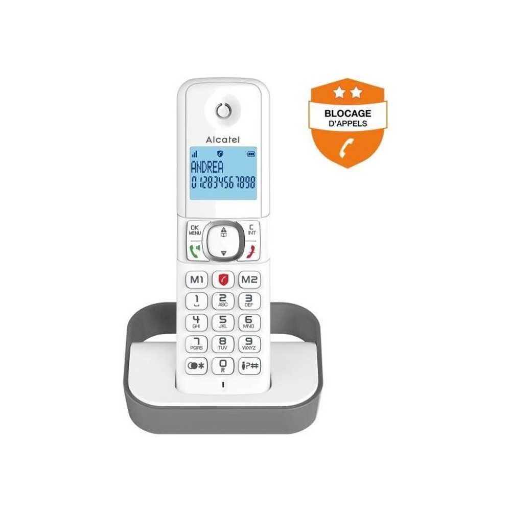 Téléphone fixe sans fil - ALCATEL - F860 solo gris - Blocage d'appel