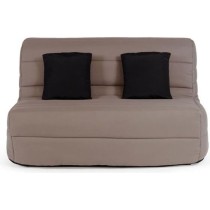 DUNLOPILLO Banquette BZ 2 places - Tissu Taupe + 2 coussins noir - L 1