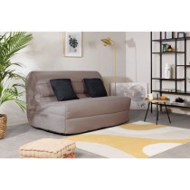 DUNLOPILLO Banquette BZ 2 places - Tissu Taupe + 2 coussins noir - L 1