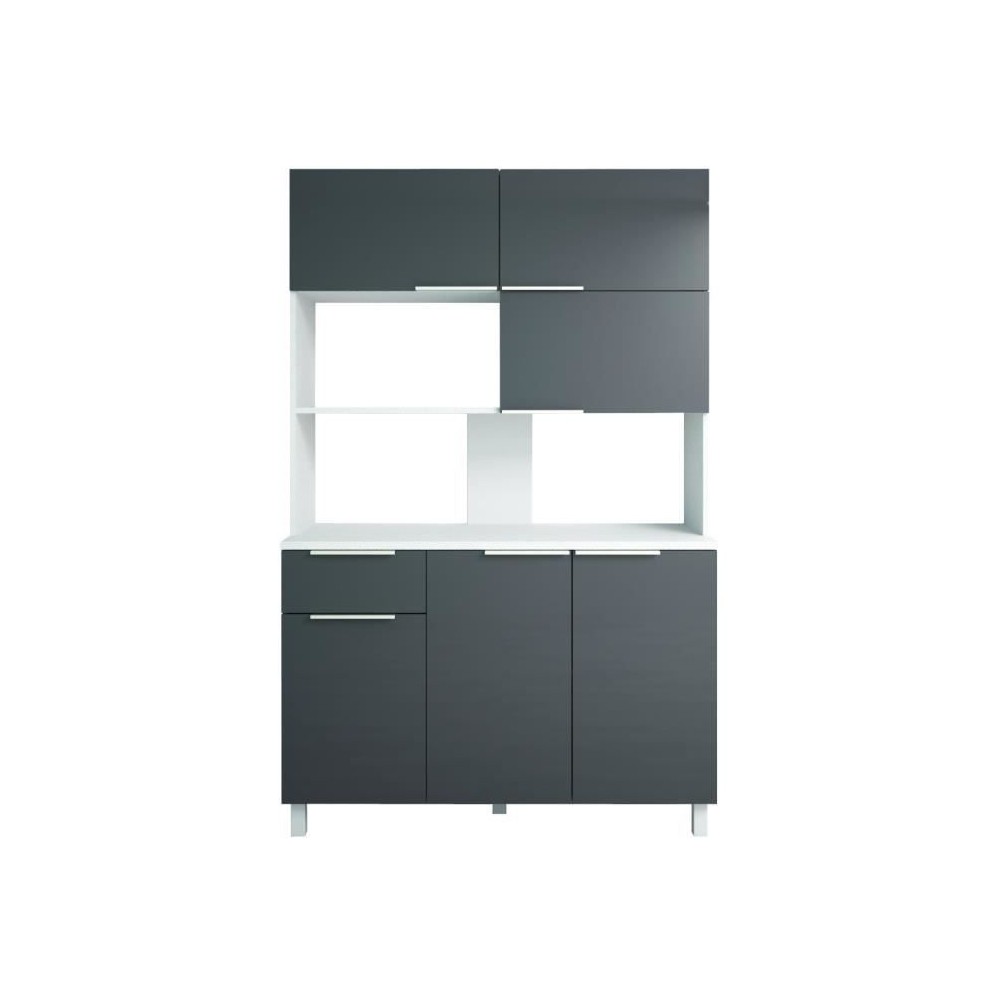 LOVA Buffet de cuisine contemporain gris brillant - L 120 cm