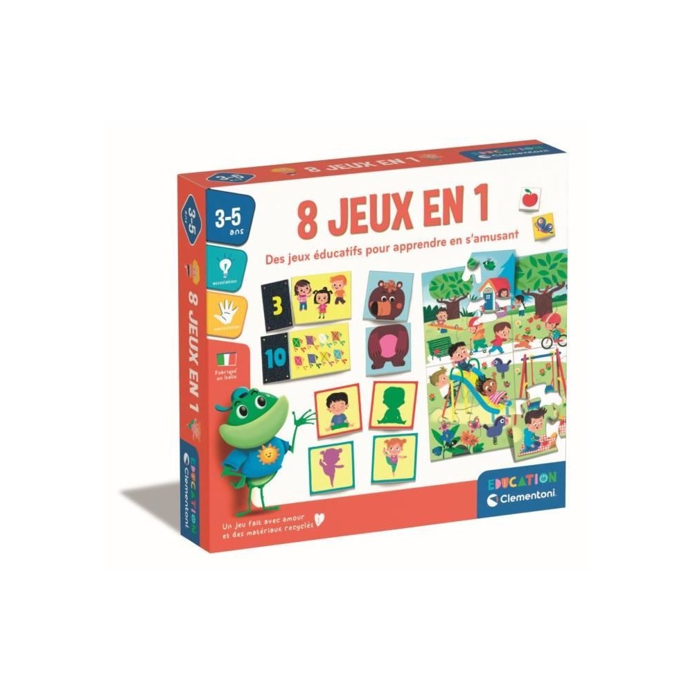 Clementoni - Coffret de 8 jeux en 1 - Jeux éducatifs formes, couleurs