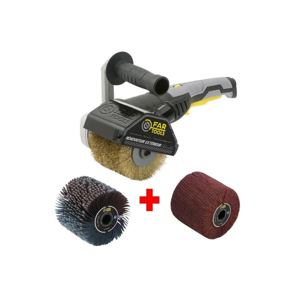 FARTOOLS – Rénovateur REX120C + brosse lanieres abrasives et fibre