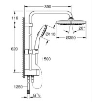 Colonne de douche avec inverseur manuel - Economie d'eau - GROHE Vital