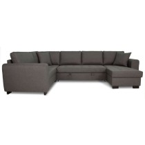 Canapé d'angle panoramique convertible réversible - Tissu Gris - L 3