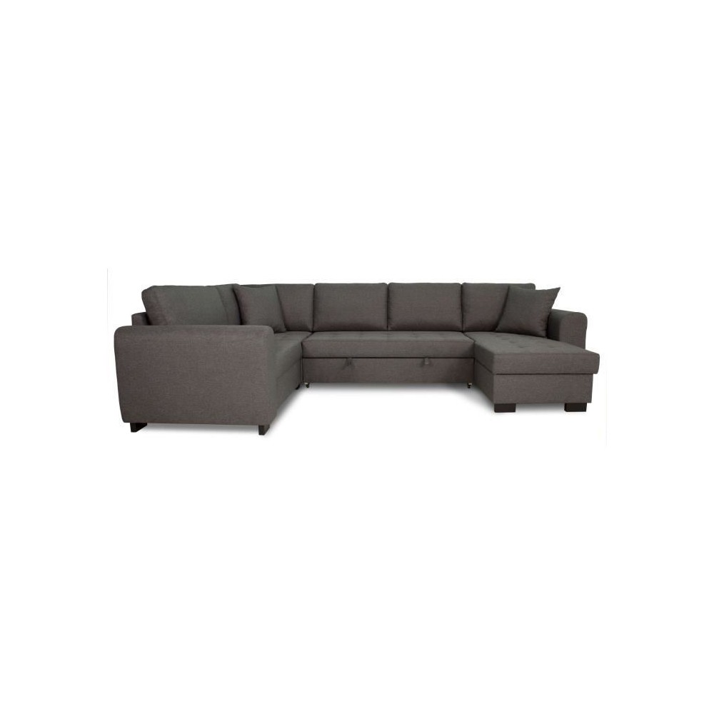 Canapé d'angle panoramique convertible réversible - Tissu Gris - L 3