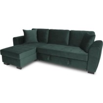 Canapé d'angle convertible HAMILTON 4 places - Tissu velours vert - L