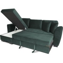 Canapé d'angle convertible HAMILTON 4 places - Tissu velours vert - L