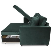 Canapé d'angle convertible HAMILTON 4 places - Tissu velours vert - L