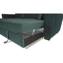 Canapé d'angle convertible HAMILTON 4 places - Tissu velours vert - L