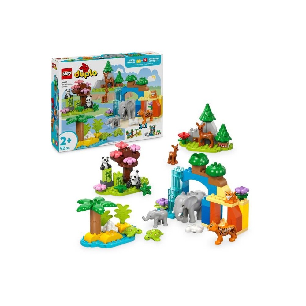 LEGO DUPLO Ma ville 10446 Familles d'animaux sauvages 3-en-1 - Jeux d'