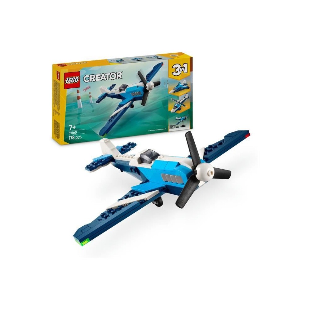 LEGO Creator 31160 3-en-1 Aéronef : l'avion de course - Jeu de constr