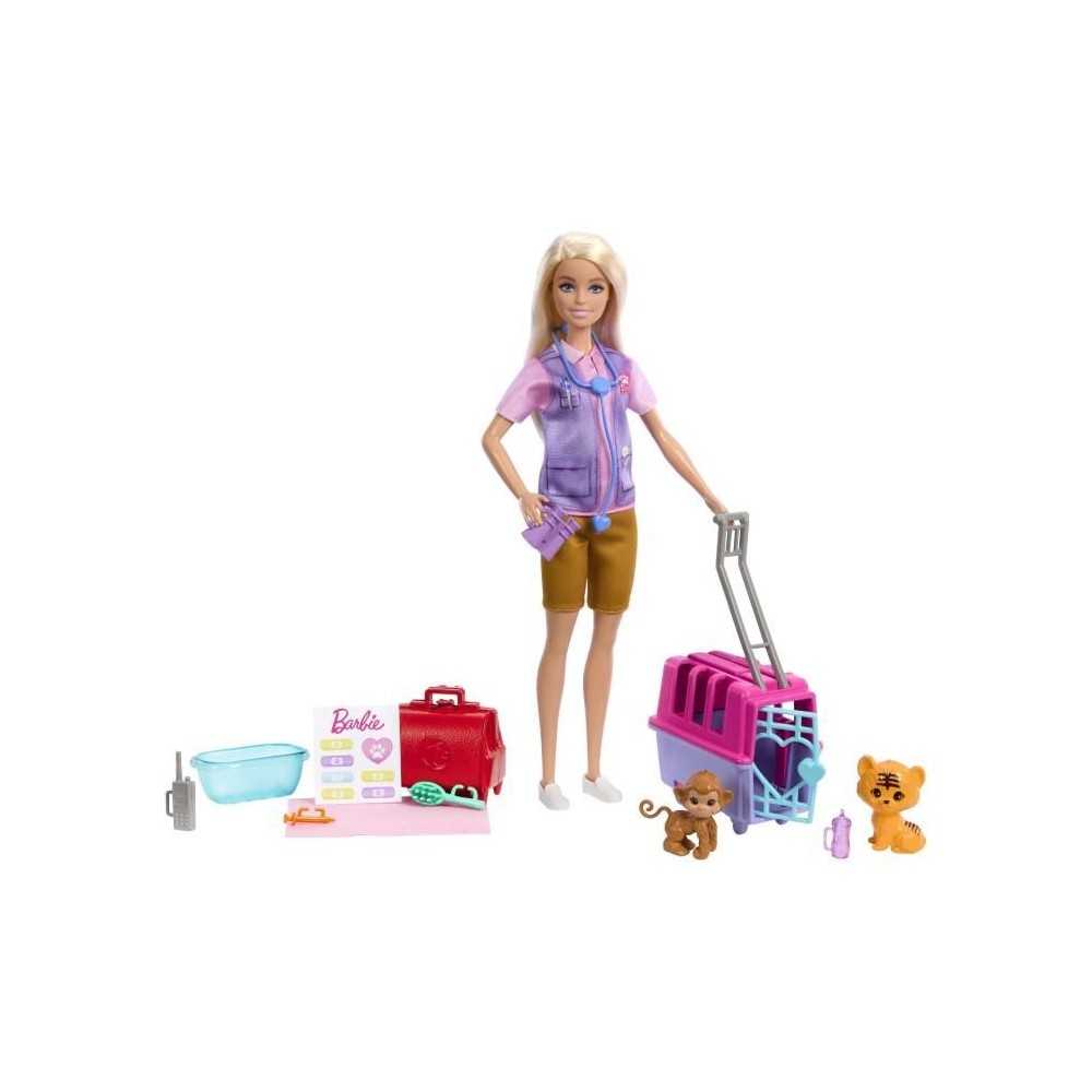 Barbie-Sauvetage d'Animaux-Coffret poupée blonde et accessoires HRG50