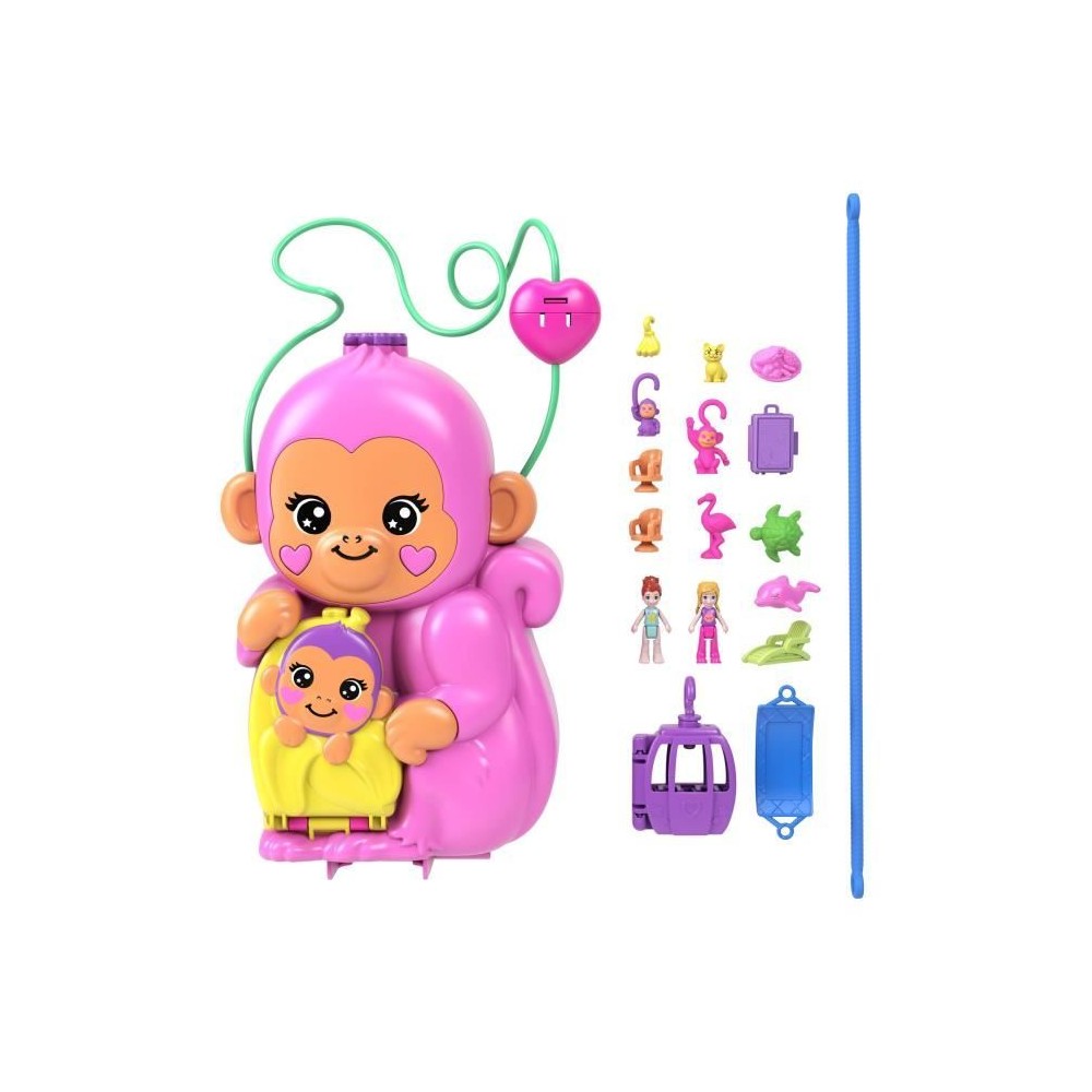 Polly Pocket-Maman Singe et Son Bébé-Coffret 2 mini-figurines HWP04