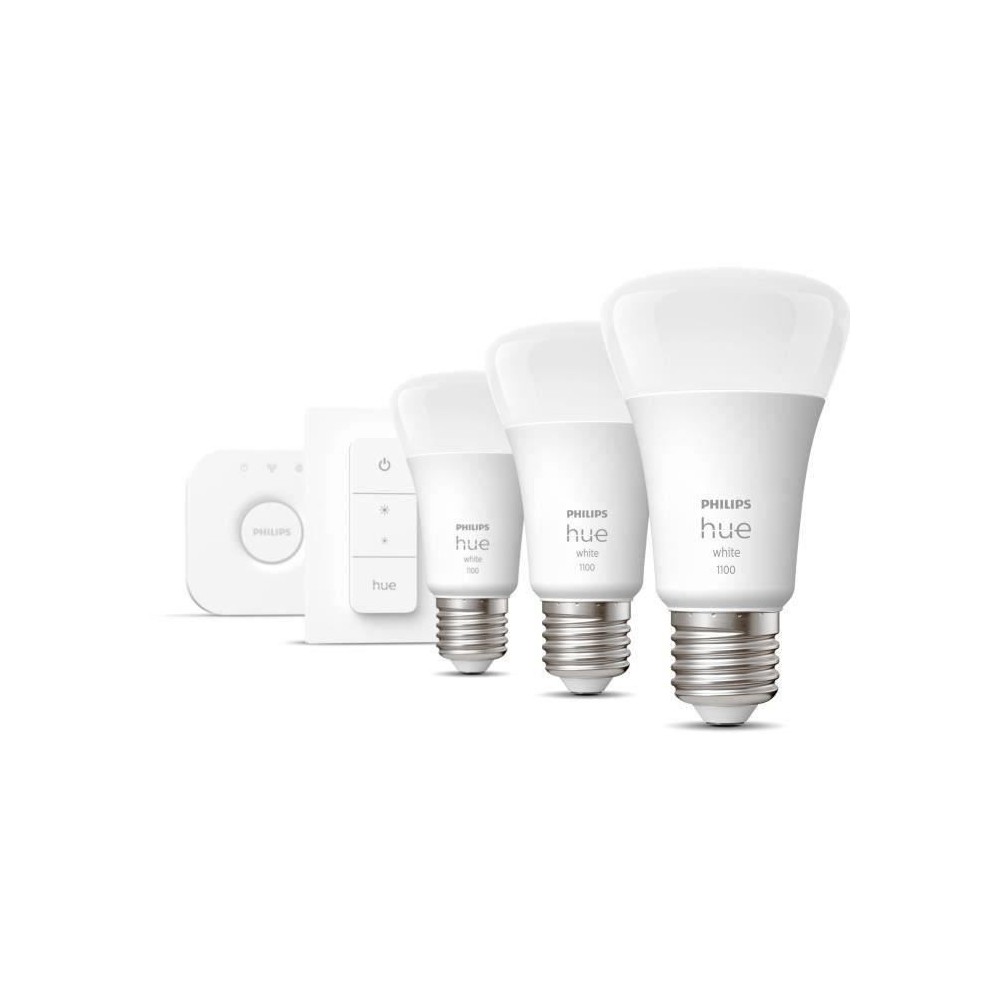 PHILIPS Hue White Kit de démarrage ampoule LED connectée 9,5W - E27