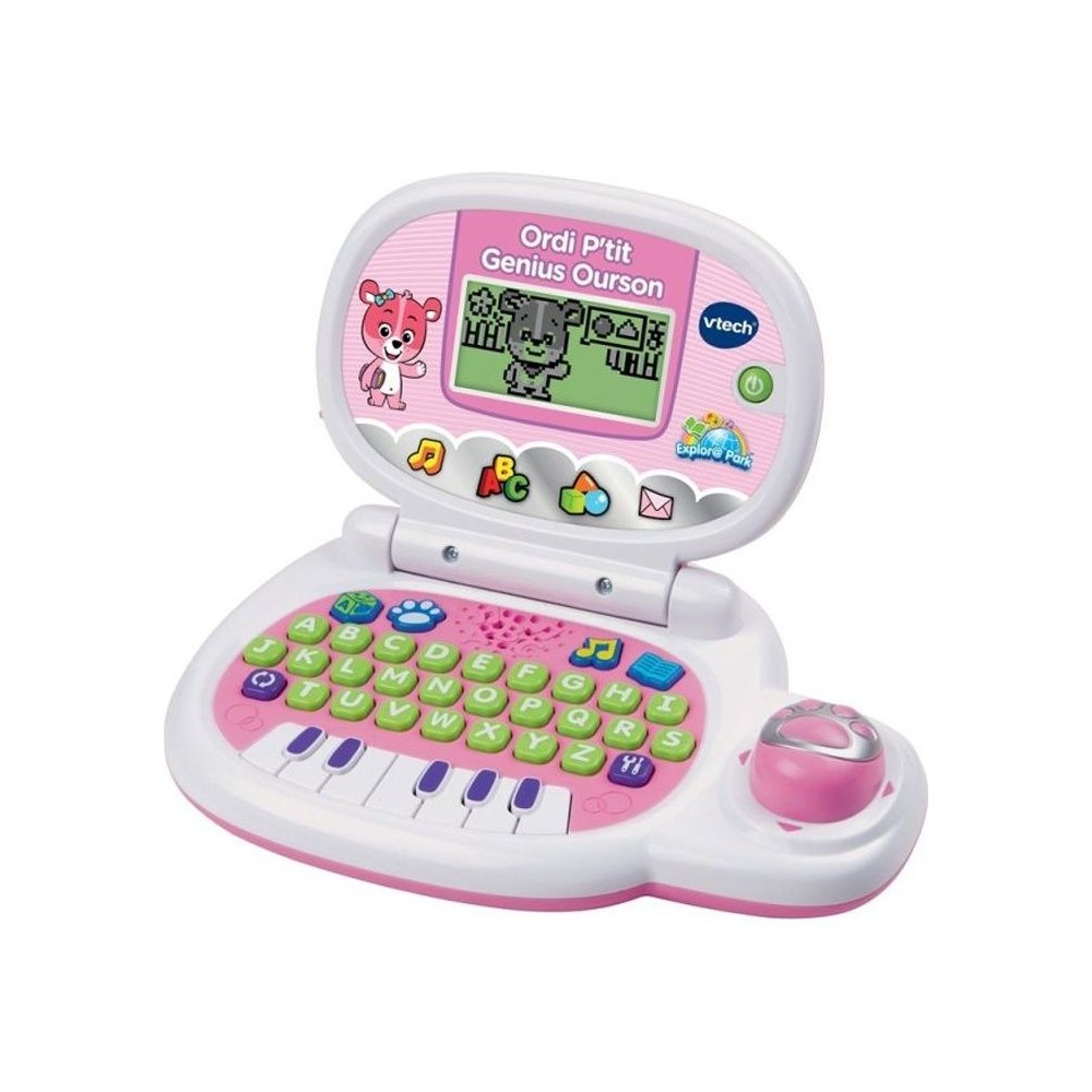 VTECH - Ordi P'tit Genius Ourson Rose - Ordinateur Éducatif Enfant -