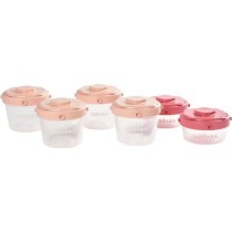 BEABA Lot de 6 portions clip de conservation 1er âge 60 ml/120 ml ros