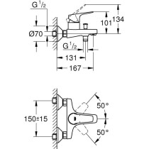 Mitigeur Bain/Douche GROHE Start Flow - Montage mural - Chromé 237720