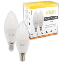 2 Ampoules LED connectées Wi-Fi + BT, LED E14, Couleurs + blanc régl