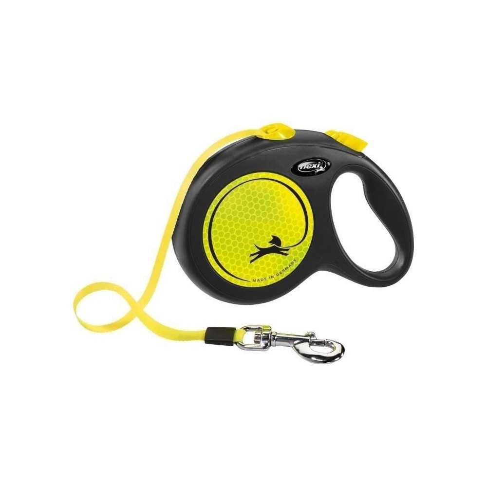 Laisse sangle TRIXIE flexi New NEON - Taille L - 5m - Jaune fluo