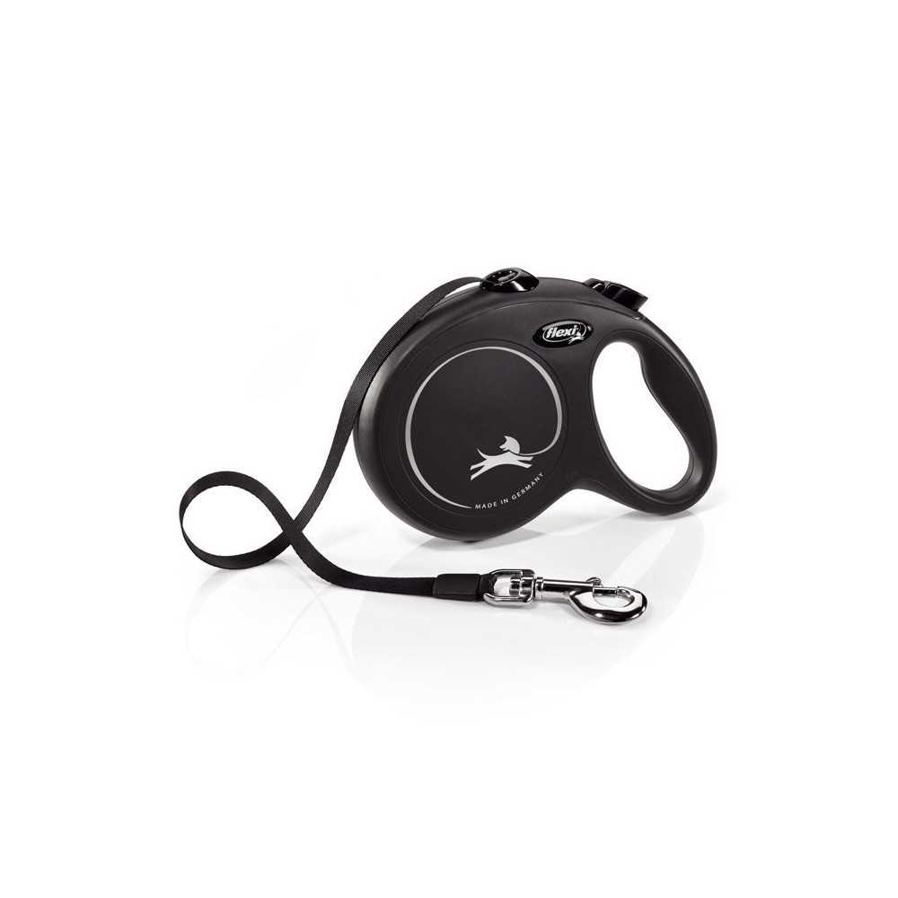 Laisse enrouleur pour chien FLEXI New CLASSIC - Taille M - 5m - Noir