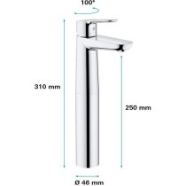 Mitigeur monocommande Lavabo GROHE Start Edge Chromé XL - Hauteur sou