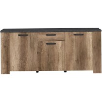 Buffet - STEIN - Chene et steam black - 3 portes - 1 tiroir - 182 x 40