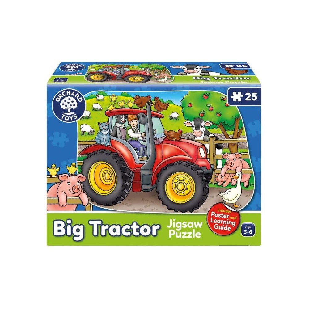 Puzzle - ORCHARD - Le tracteur - Multicolore - Rouge - 3 ans et plus