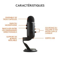 Microphone Blue Microphones USB Yeti Noir, Plug & Play sur PC et Mac