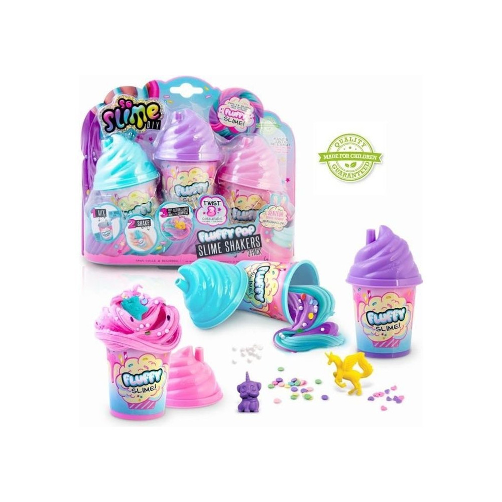 SO DIY So Slime Fluffy - Lot de 3 Slime Shakers Fluffy parfumés - Dé