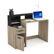 Bureau avec rangements - DELPHI - Chene/noir - L126,2 x P59.8 x H93.5c