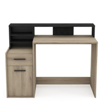 Bureau avec rangements - DELPHI - Chene/noir - L126,2 x P59.8 x H93.5c