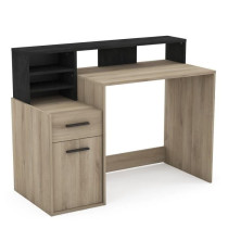 Bureau avec rangements - DELPHI - Chene/noir - L126,2 x P59.8 x H93.5c