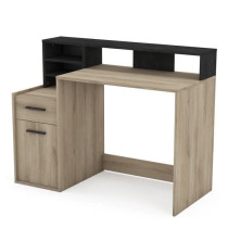 Bureau avec rangements - DELPHI - Chene/noir - L126,2 x P59.8 x H93.5c