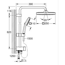 Colonne de douche avec inverseur manuel - Economie d'eau - GROHE Vital