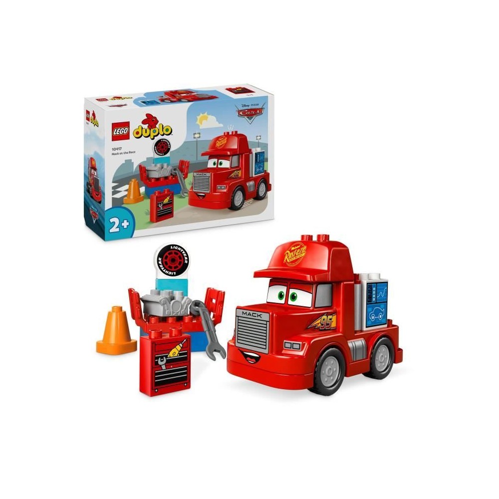 LEGO DUPLO | 10417 Cars Disney et Pixar Mack a la Course, Jouet a Roue