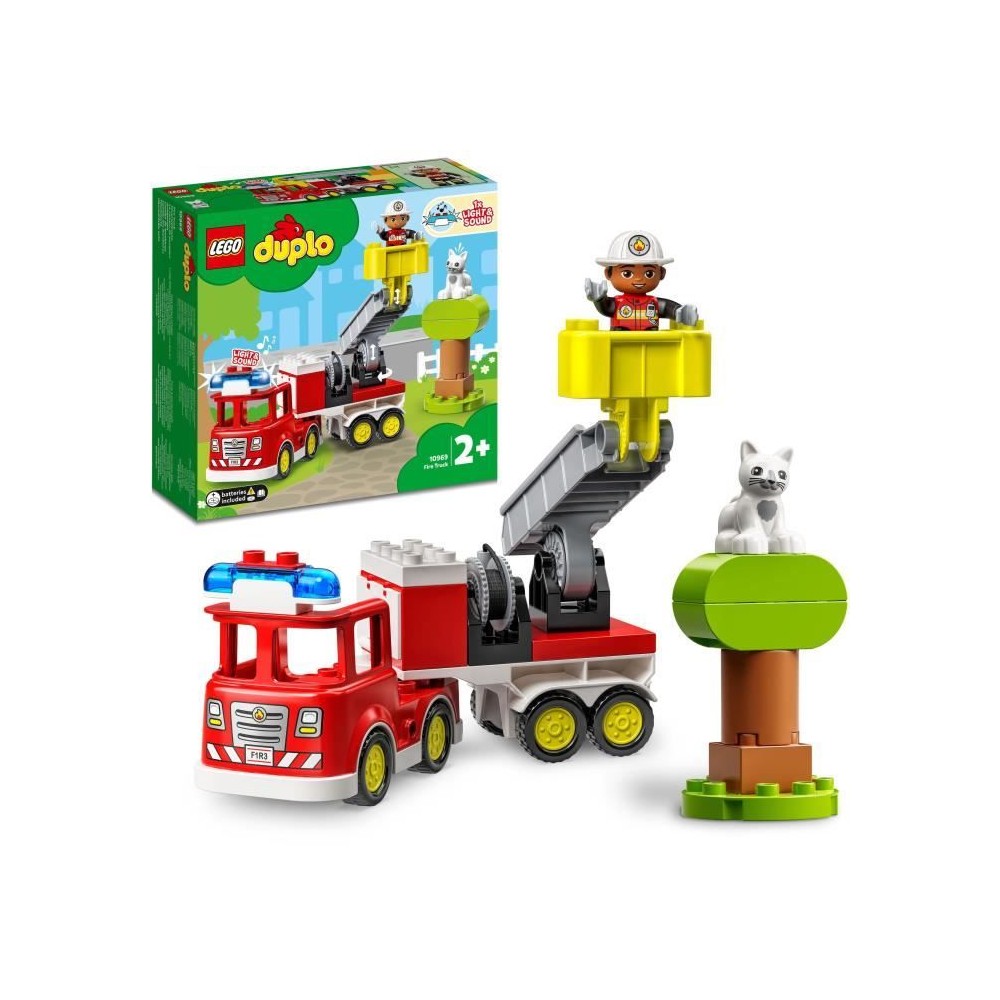 LEGO 10969 DUPLO Town Le Camion de Pompiers, Jouet Éducatif, Figurine