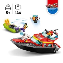 LEGO City 60373 Le Bateau de Sauvetage des Pompiers, Jouet Flottant, J