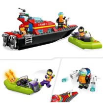 LEGO City 60373 Le Bateau de Sauvetage des Pompiers, Jouet Flottant, J