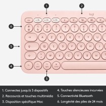 Clavier - Sans fil - Logitech - K380 - Pour Mac - AZERTY - Rose