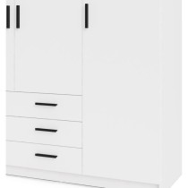 Armoire VEGA - Décor Blanc mat - 4 portes + 3 tiroirs - L 195,5 x P 4