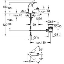 Mitigeur monocommande Bidet - GROHE - Start Curve - Chromé - Hauteur