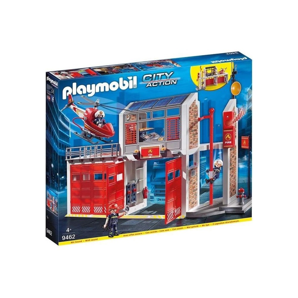 PLAYMOBIL 9462 Caserne de pompiers avec hélicoptere, City Action, Mix