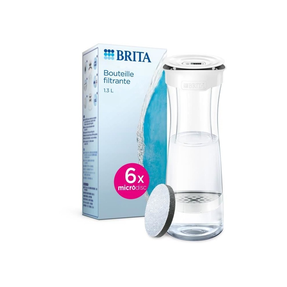 Bouteille filtrante - BRITA - Blanc Graphite - 6 filtres MicroDisc inc