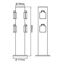 BRILLIANT - DODY Borne avec 4 prises noir métal/plastique E27 LED xW